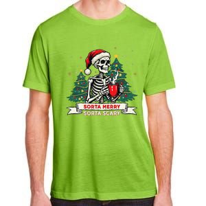 Sorta Merry Funny Skeleton Christmas Xmas Tree Coffee Lovers Adult ChromaSoft Performance T-Shirt