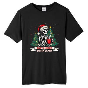 Sorta Merry Funny Skeleton Christmas Xmas Tree Coffee Lovers Tall Fusion ChromaSoft Performance T-Shirt