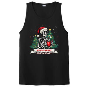 Sorta Merry Funny Skeleton Christmas Xmas Tree Coffee Lovers PosiCharge Competitor Tank