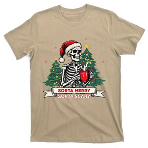 Sorta Merry Funny Skeleton Christmas Xmas Tree Coffee Lovers T-Shirt