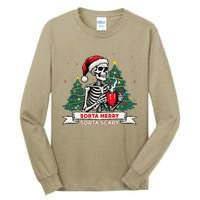 Sorta Merry Funny Skeleton Christmas Xmas Tree Coffee Lovers Tall Long Sleeve T-Shirt