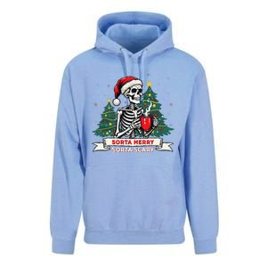 Sorta Merry Funny Skeleton Christmas Xmas Tree Coffee Lovers Unisex Surf Hoodie