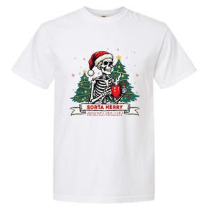 Sorta Merry Funny Skeleton Christmas Xmas Tree Coffee Lovers Garment-Dyed Heavyweight T-Shirt