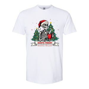 Sorta Merry Funny Skeleton Christmas Xmas Tree Coffee Lovers Softstyle CVC T-Shirt