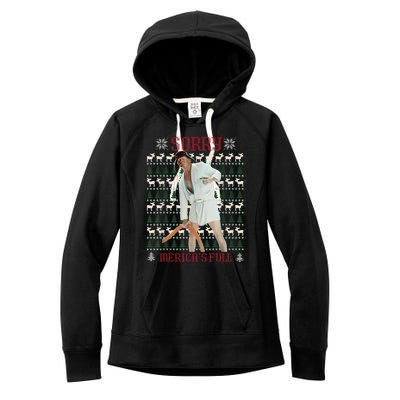 Sorry MericaS Full Funny Trump Ugly Christmas Women's Fleece Hoodie