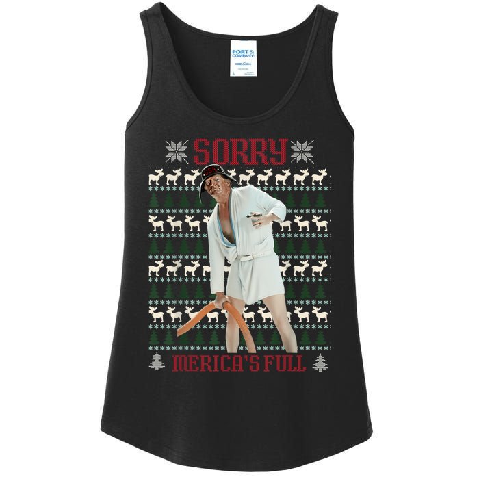 Sorry MericaS Full Funny Trump Ugly Christmas Ladies Essential Tank