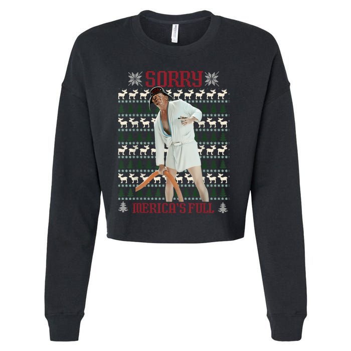 Sorry MericaS Full Funny Trump Ugly Christmas Cropped Pullover Crew