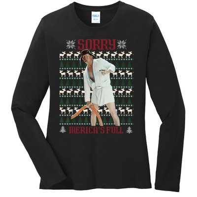 Sorry MericaS Full Funny Trump Ugly Christmas Ladies Long Sleeve Shirt