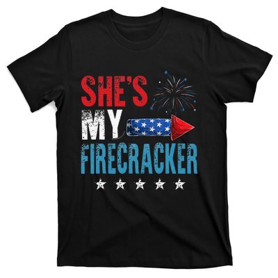 She's My Firecracker His And Hers 4th July Matching Couples T-Shirt