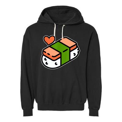 Spam Musubi Food Instruction Diagram Japanese Hawaiian Sushi Garment-Dyed Fleece Hoodie