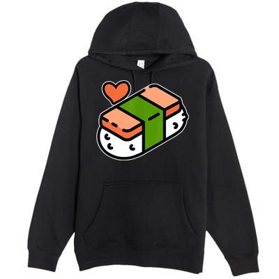 Spam Musubi Food Instruction Diagram Japanese Hawaiian Sushi Premium Pullover Hoodie