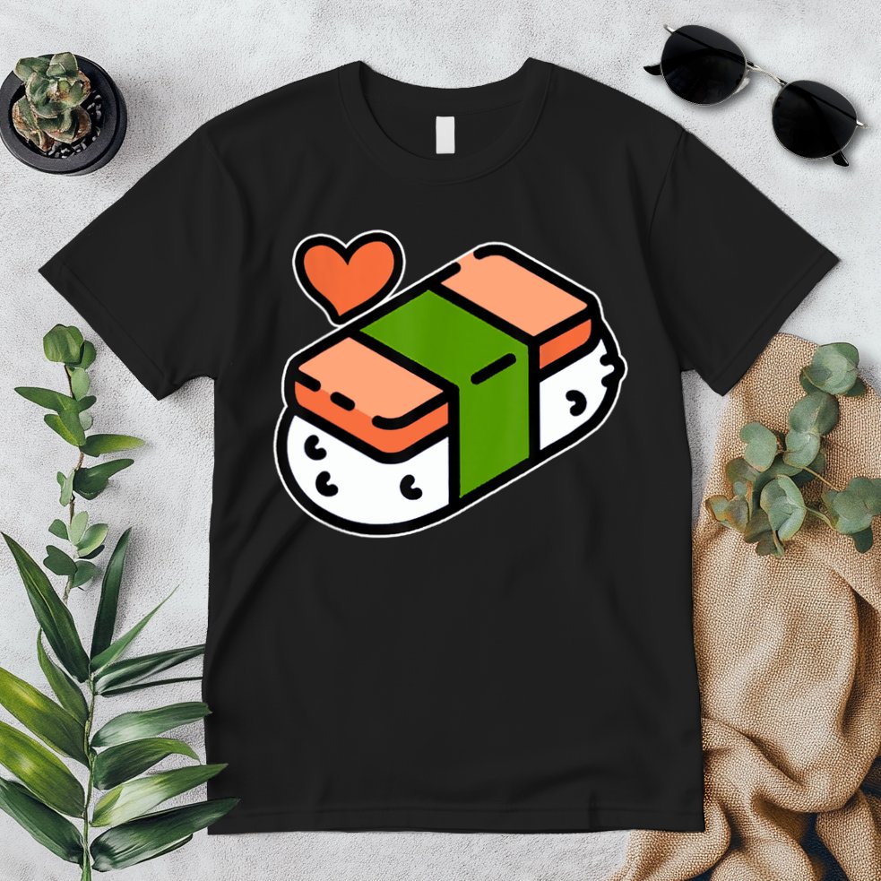 Spam Musubi Food Instruction Diagram Japanese Hawaiian Sushi Premium T-Shirt