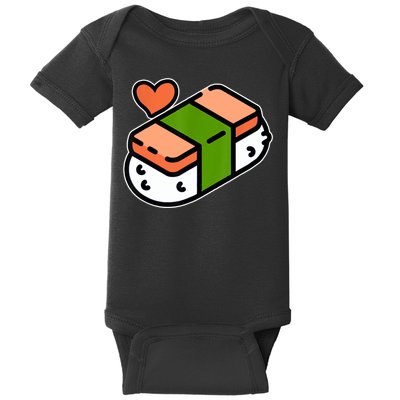 Spam Musubi Food Instruction Diagram Japanese Hawaiian Sushi Baby Bodysuit