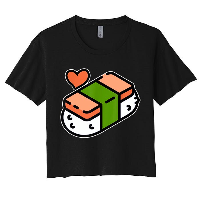 Spam Musubi Food Instruction Diagram Japanese Hawaiian Sushi Crop Top