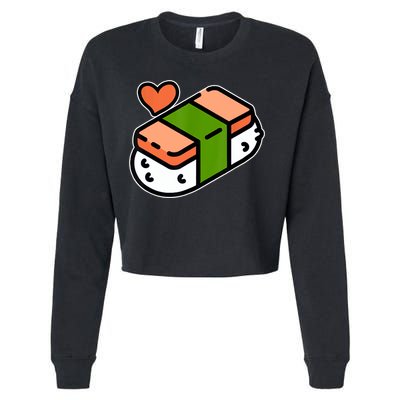 Spam Musubi Food Instruction Diagram Japanese Hawaiian Sushi Cropped Pullover Crew