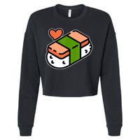Spam Musubi Food Instruction Diagram Japanese Hawaiian Sushi Cropped Pullover Crew