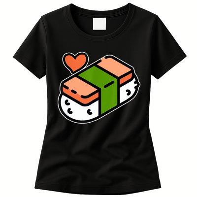 Spam Musubi Food Instruction Diagram Japanese Hawaiian Sushi Women's T-Shirt