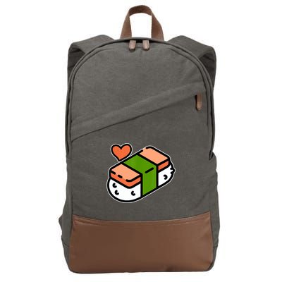 Spam Musubi Food Instruction Diagram Japanese Hawaiian Sushi Cotton Canvas Backpack