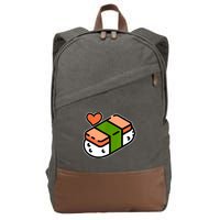 Spam Musubi Food Instruction Diagram Japanese Hawaiian Sushi Cotton Canvas Backpack