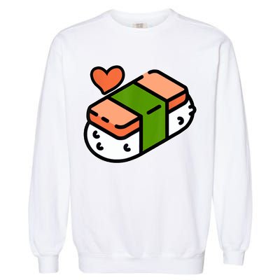 Spam Musubi Food Instruction Diagram Japanese Hawaiian Sushi Garment-Dyed Sweatshirt