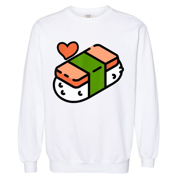 Spam Musubi Food Instruction Diagram Japanese Hawaiian Sushi Garment-Dyed Sweatshirt