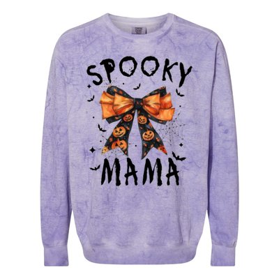 Spooky Mama Funny Pumpkin Halloween Season Matching Family Colorblast Crewneck Sweatshirt