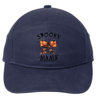 Spooky Mama Funny Pumpkin Halloween Season Matching Family 7-Panel Snapback Hat