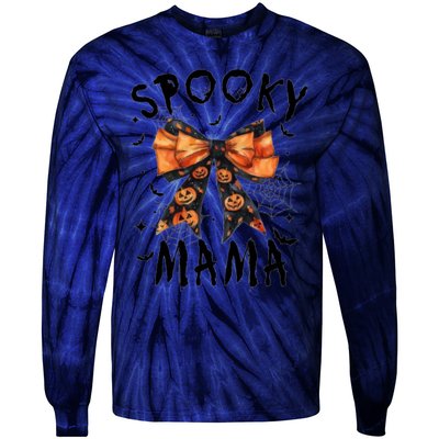 Spooky Mama Funny Pumpkin Halloween Season Matching Family Tie-Dye Long Sleeve Shirt