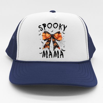 Spooky Mama Funny Pumpkin Halloween Season Matching Family Trucker Hat