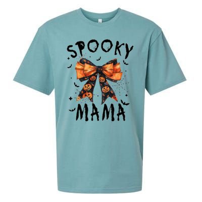 Spooky Mama Funny Pumpkin Halloween Season Matching Family Sueded Cloud Jersey T-Shirt