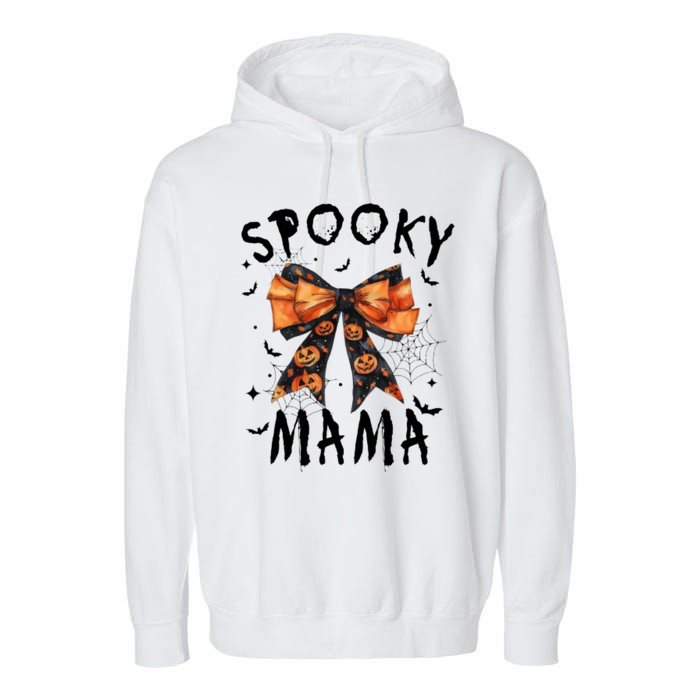 Spooky Mama Funny Pumpkin Halloween Season Matching Family Garment-Dyed Fleece Hoodie