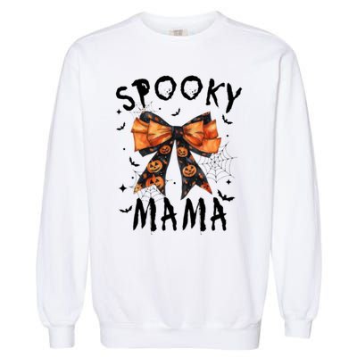 Spooky Mama Funny Pumpkin Halloween Season Matching Family Garment-Dyed Sweatshirt