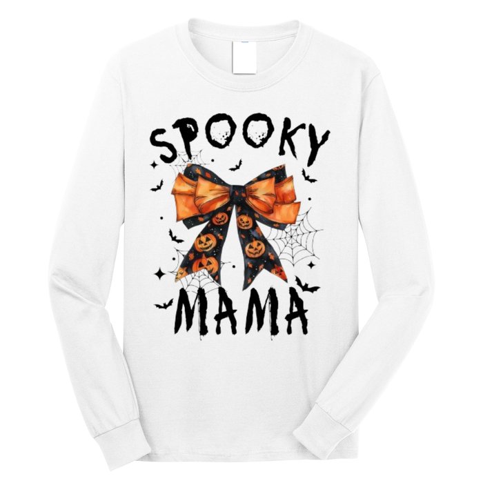 Spooky Mama Funny Pumpkin Halloween Season Matching Family Long Sleeve Shirt