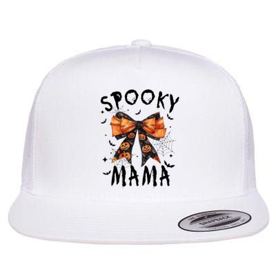 Spooky Mama Funny Pumpkin Halloween Season Matching Family Flat Bill Trucker Hat