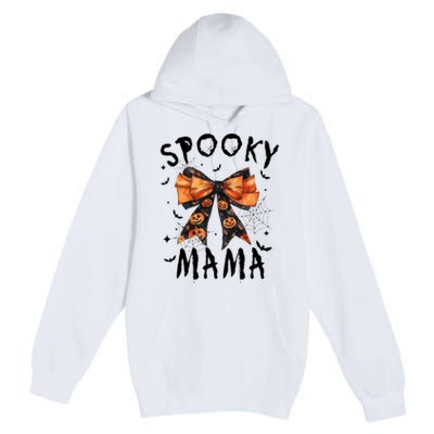 Spooky Mama Funny Pumpkin Halloween Season Matching Family Premium Pullover Hoodie