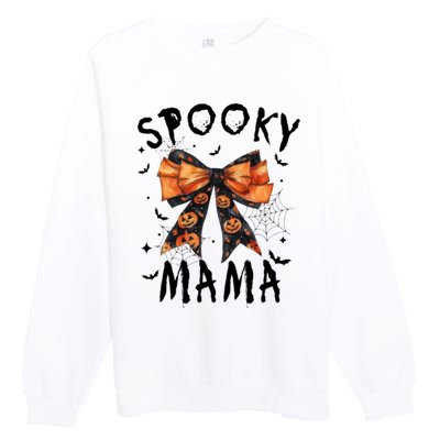 Spooky Mama Funny Pumpkin Halloween Season Matching Family Premium Crewneck Sweatshirt