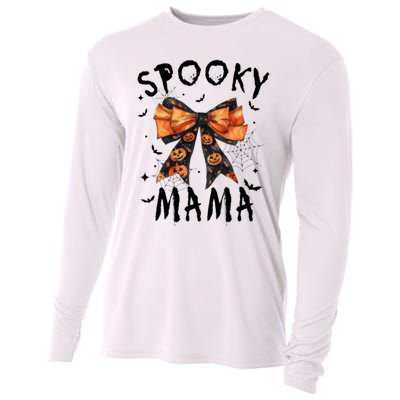 Spooky Mama Funny Pumpkin Halloween Season Matching Family Cooling Performance Long Sleeve Crew