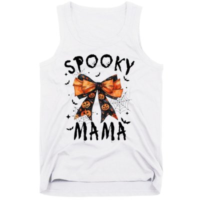 Spooky Mama Funny Pumpkin Halloween Season Matching Family Tank Top