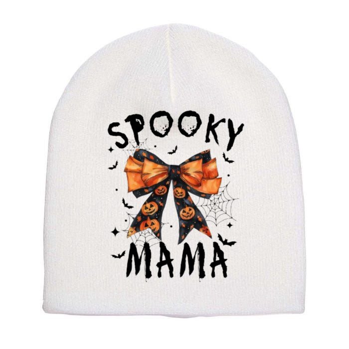 Spooky Mama Funny Pumpkin Halloween Season Matching Family Short Acrylic Beanie