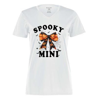 Spooky Mini Funny Pumpkin Halloween Season Matching Family Women's Momentum V-Neck T-Shirt