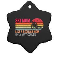 Ski Mom Funny Cute Winter Skiing Ceramic Star Ornament