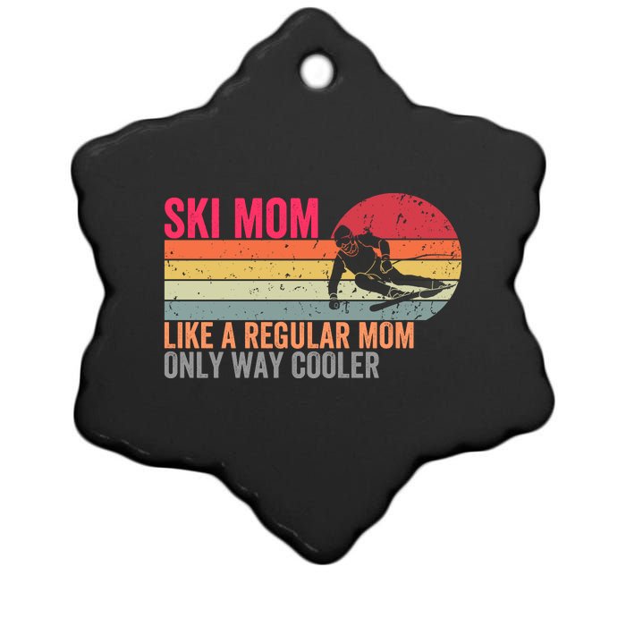 Ski Mom Funny Cute Winter Skiing Ceramic Star Ornament