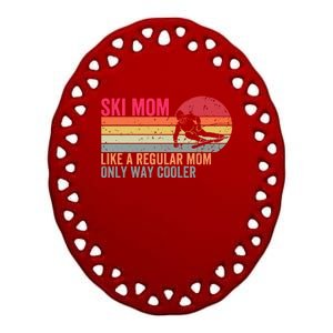 Ski Mom Funny Cute Winter Skiing Ceramic Oval Ornament