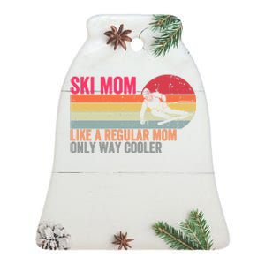 Ski Mom Funny Cute Winter Skiing Ceramic Bell Ornament