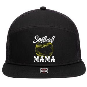 Softball Mama For Women Family Matching Players Mothers Day 7 Panel Mesh Trucker Snapback Hat