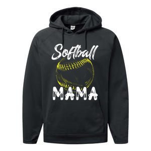 Softball Mama For Women Family Matching Players Mothers Day Performance Fleece Hoodie