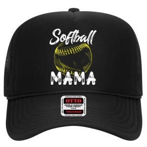 Softball Mama For Women Family Matching Players Mothers Day High Crown Mesh Back Trucker Hat