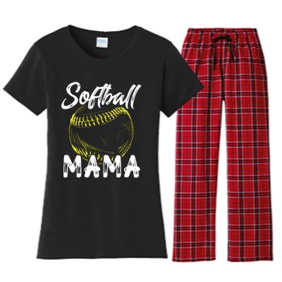 Softball Mama For Women Family Matching Players Mothers Day Women's Flannel Pajama Set