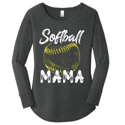 Softball Mama For Women Family Matching Players Mothers Day Women's Perfect Tri Tunic Long Sleeve Shirt