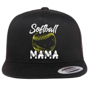 Softball Mama For Women Family Matching Players Mothers Day Flat Bill Trucker Hat